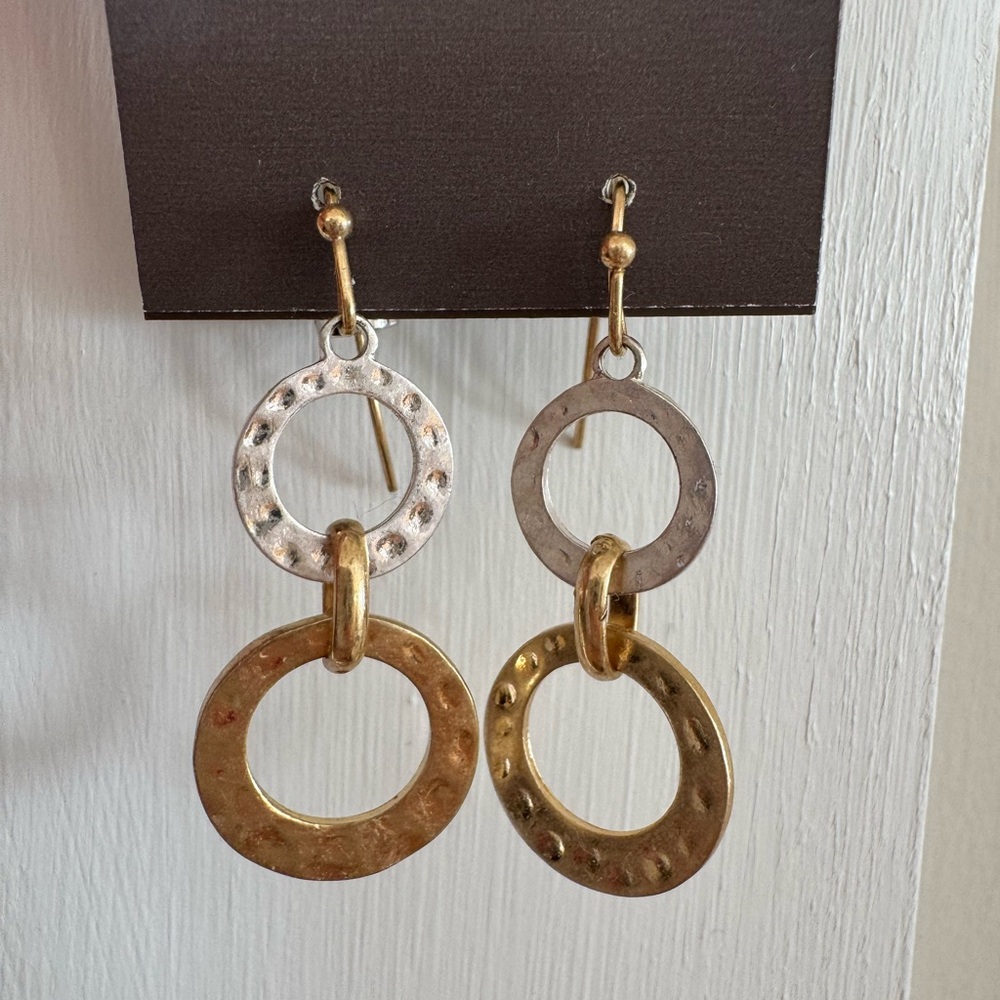 J.Jill Gold and Silver toned Dangle Earrings NWT